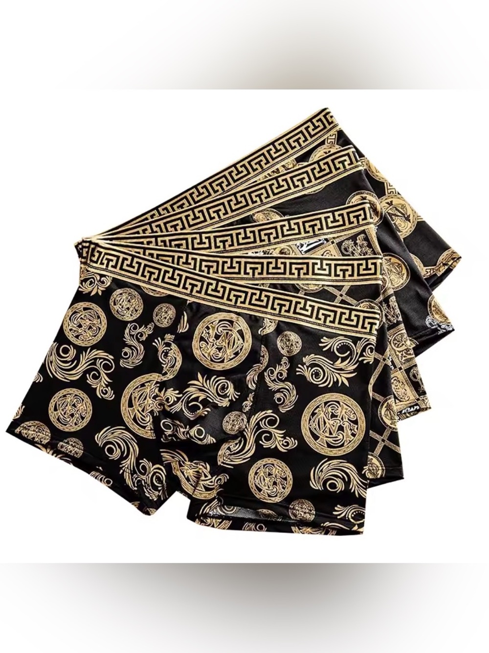 Black & Gold Baroque Print Comfortable Boxer Briefs
